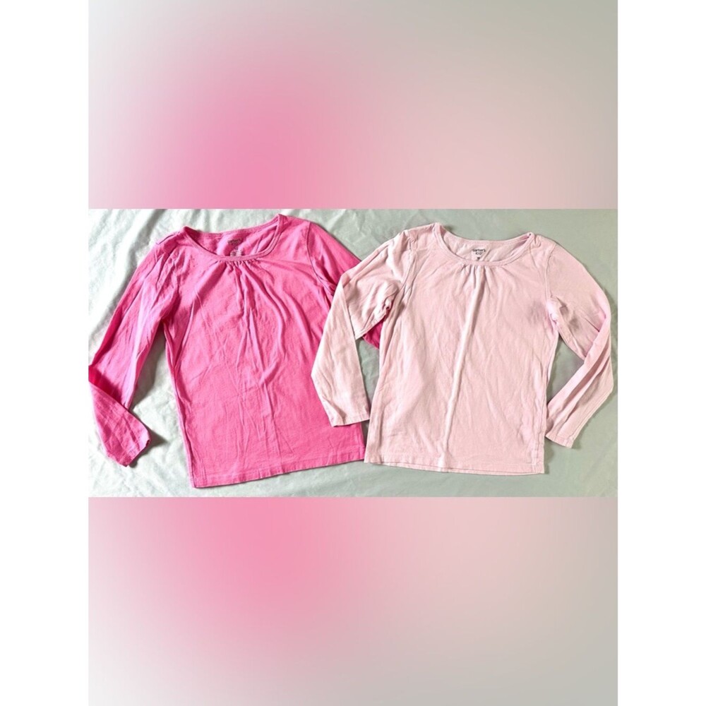 Carter’s Kids Girls Long Sleeve Shirts Lot of 2 Pink Size 10 Cotton Tops